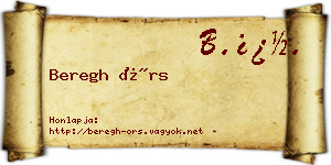 Beregh Örs névjegykártya